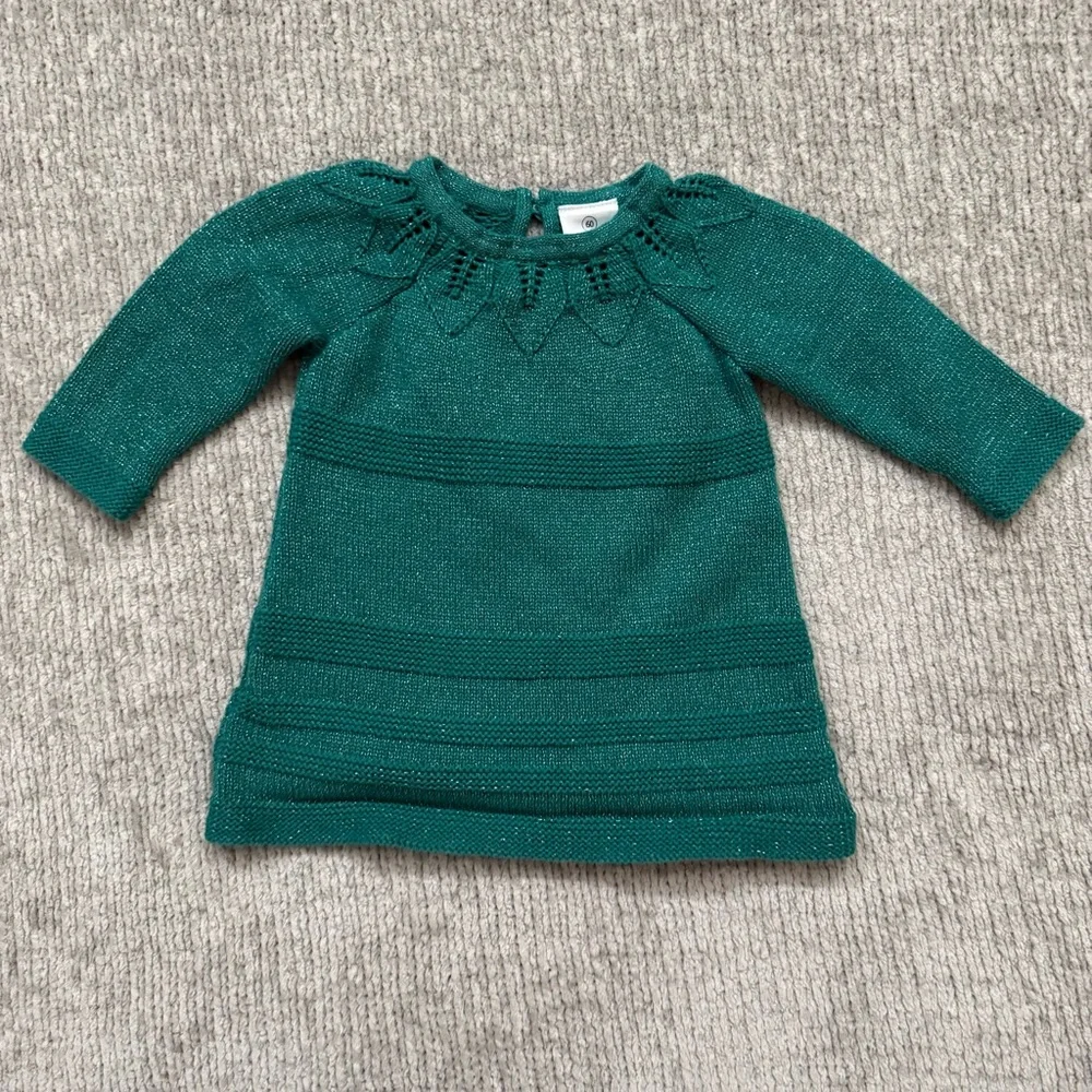 Hanna Andersson Green Metallic Knit‎ Dress Size 60 (3–6M)